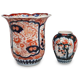 (2 Pc) Imari Porcelain Vases