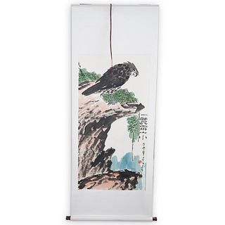 Large Chinese Watercolor and Ink Painting Scroll