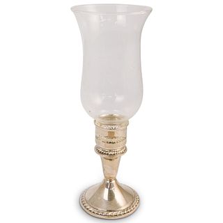 Alvin Sterling and Glass Candle Holder Lamp