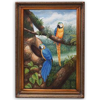 Oil On Canvas Parrot Painting