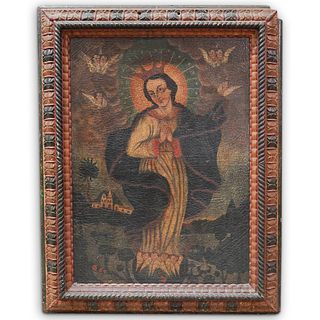 Antique Spanish Colonial Painting of the Virgin of Guadalupe