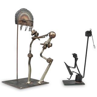 (2 Pc) Figural Iron Statues