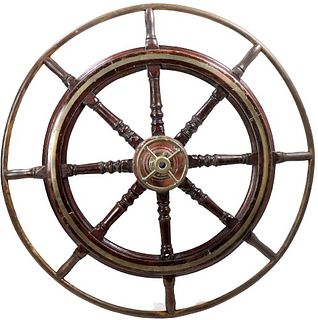 Monumental Antique Yachting Ships Wheel