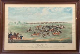 Epsom Races 19th C Colored Engraving