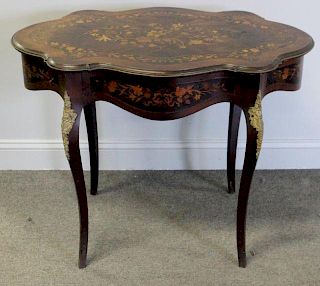 Marquetry Inlaid and Mounted Center Table.