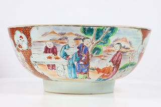 18th/19th C. Chinese Export Bowl, Famille Figures