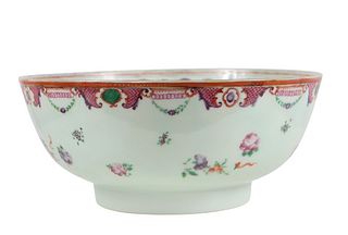 19th C Chinese Export Punch Bowl, As Is