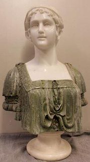 Fine Quality Vintage White & Spinach Marble Bust