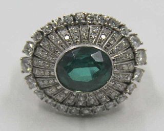JEWELRY. 14kt Gold, Diamond & Emerald Ring.