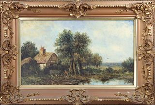 19th C Landscape, Oil on Board