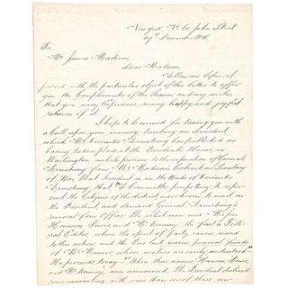 Author THOMAS L. McKENNEY 1848 Autograph Letter Signed Written to Dolley Madison