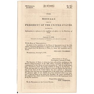 1852-Dated, First Edition Official Imprint - Affairs in the Territory of Utah