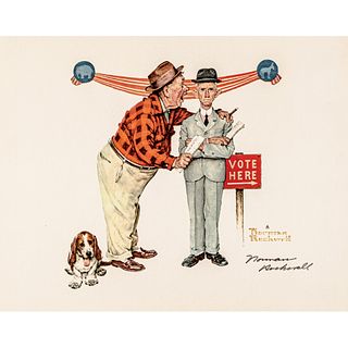 Norman Rockwell Artist Fully Signed VOTING Related Print Nicely Signed