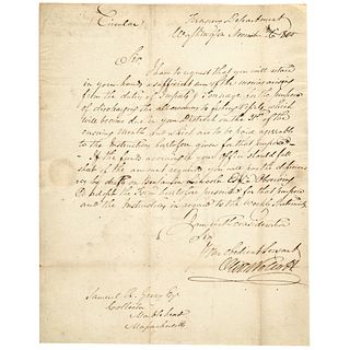 1800-Dated Double Signed Oliver Wolcott Letter Regarding Massachusetts Taxes