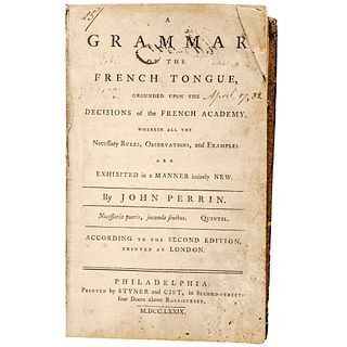 1779 A Grammar Of The French Tongue, 1st American Published French Grammar Book
