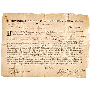 1776 Revolutionary War Era Military Appointment by the Provincial Congress