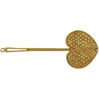 Revolutionary War Period 18th Century Brass and Copper, Heart-Shaped Skimmer