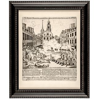 Exceptional 1832 Reprint, Paul Reveres Historic Boston Massacre Engraved Print