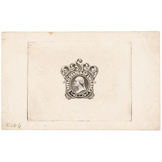 c. 1865 George Washington Portrait Engraved Deep Card Sunk Die Proof in Black