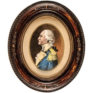 c. 1870 George Washington Hand-Painted Pastel Portrait in an Ornate Wooden Frame