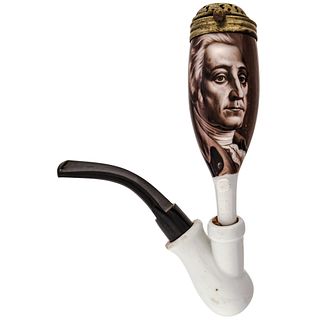 c. 1880 Rare George Washington Painted Porcelain Smoking Pipe made by Fritzsche