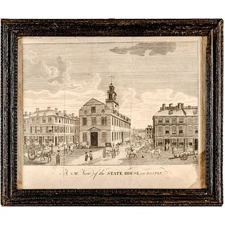 c. 1793 Engraved Print titled, A S.W. View of the STATE HOUSE in Boston, by Hill