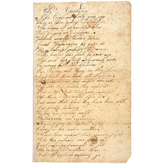 Unique War of 1812 Era Original Manuscript Poem titled OLD ENGLAND