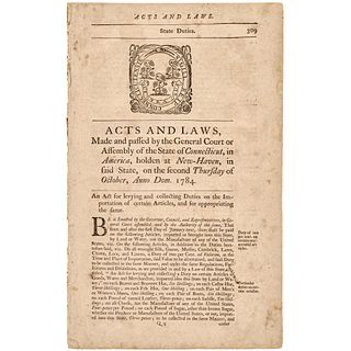 October 1784 Acts and Laws Made and Passed by the General Court or Assembly of the State of Connecticut...
