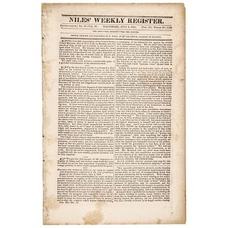 July 9, 1831, DEATH of PRESIDENT JAMES MONROE Newspaper REPORT + ENGRAVING