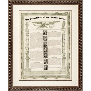 Engraved Print titled The Presidents of the United States, Washington to Jackson