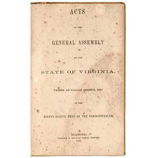 1863-64 Acts Of The General Assembly Of The State Of Virginia Passed... Richmond