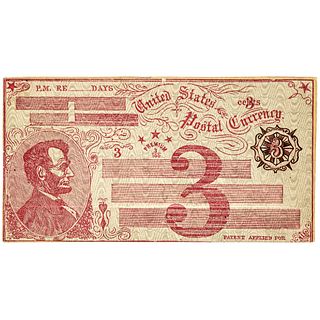 Unique 1869 Fisk Mills Abraham Lincoln Vignette Envelope Postal Currency Essay!