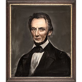 Abraham Lincoln Reverse Painting on Glass Attributed to William Matthew Prior