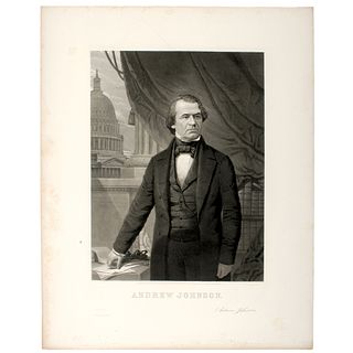 Impeached President Andrew Johnson Publishers Mezzotint Proof of Engraving