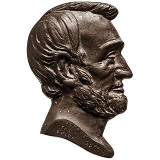 1864-Dated Copper Bust of Abraham Lincoln Presidential Campaign Plaque