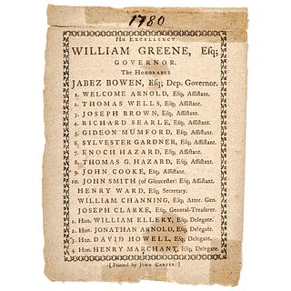 c. 1780 and 1789-Dated Rhode Island Political Candidate Election Tickets/Ballots
