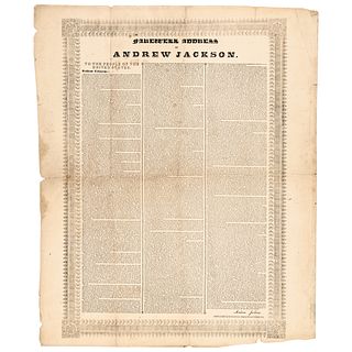 1836 Original Broadside Printing of Andrew Jackson Farewell Address to the People of the United States