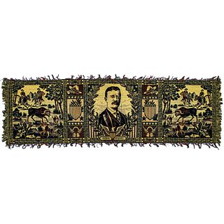 c. 1908 Teddy Roosevelt, Cowboy-themed Portrait Woven Tapestry