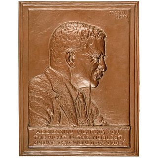 1920 Theodore Roosevelt Large High Relief Bronze Plaque by James Earle Fraser