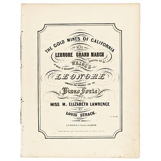 1849 CALIFORNIA GOLD RUSH Sheet Music Score: The Gold Mines of California