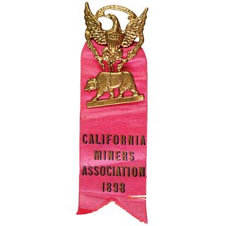 1898 California Miners Association Ribbon + Medallion, San Francisco, CA. Rarity