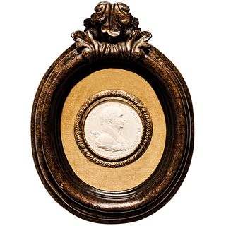 1837 Martin Van Buren Indian Peace Medal in White Porcelain and Ornately Framed