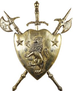 Renaissance Revival Metal Coat of Arms Shield