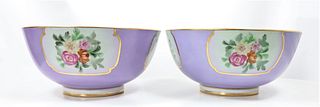 20th C Pair of Gilt Floral Punch Bowls