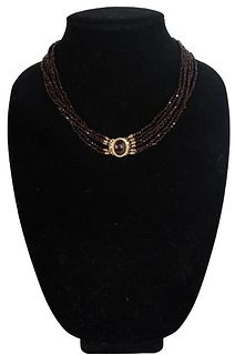 Antique Garnet Multi-Strand Necklace and Pendant