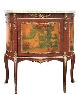 Louix XV Style Marble Top Bombe Commode