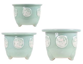 (3) Japanese Porcelain Cache Pots