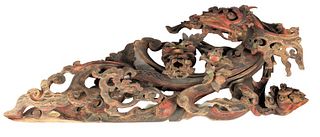 Antique Chinese Polychrome Temple Carving