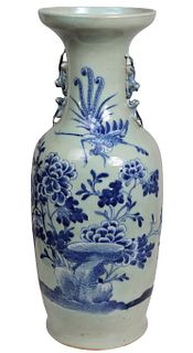 19th C. Chinese Blue & White Vase.  As Is