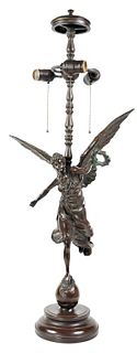 Contemporary Bronze Angel Lamp